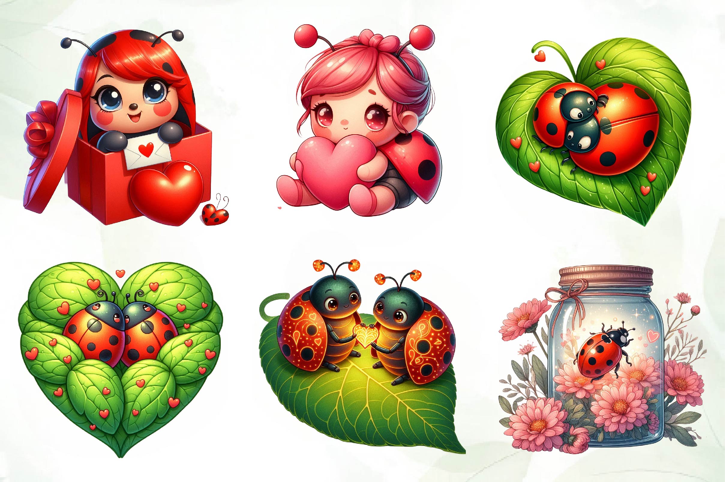 Cute Ladybug In Love Clipart Bundle - CraftNest - Digital Crafting and Art