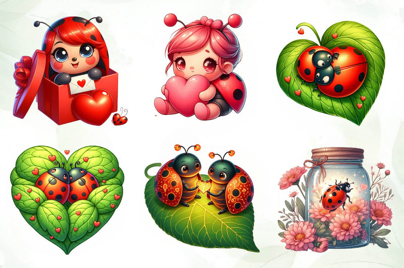 Cute Ladybug In Love Clipart Bundle - CraftNest - Digital Crafting and Art