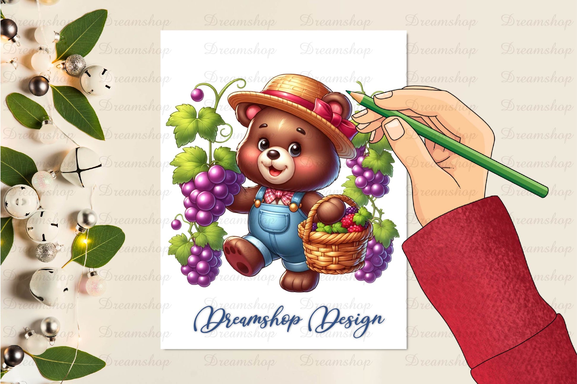 Bear In Grape Garden Clipart Bundle - CraftNest - Digital Crafting and Art