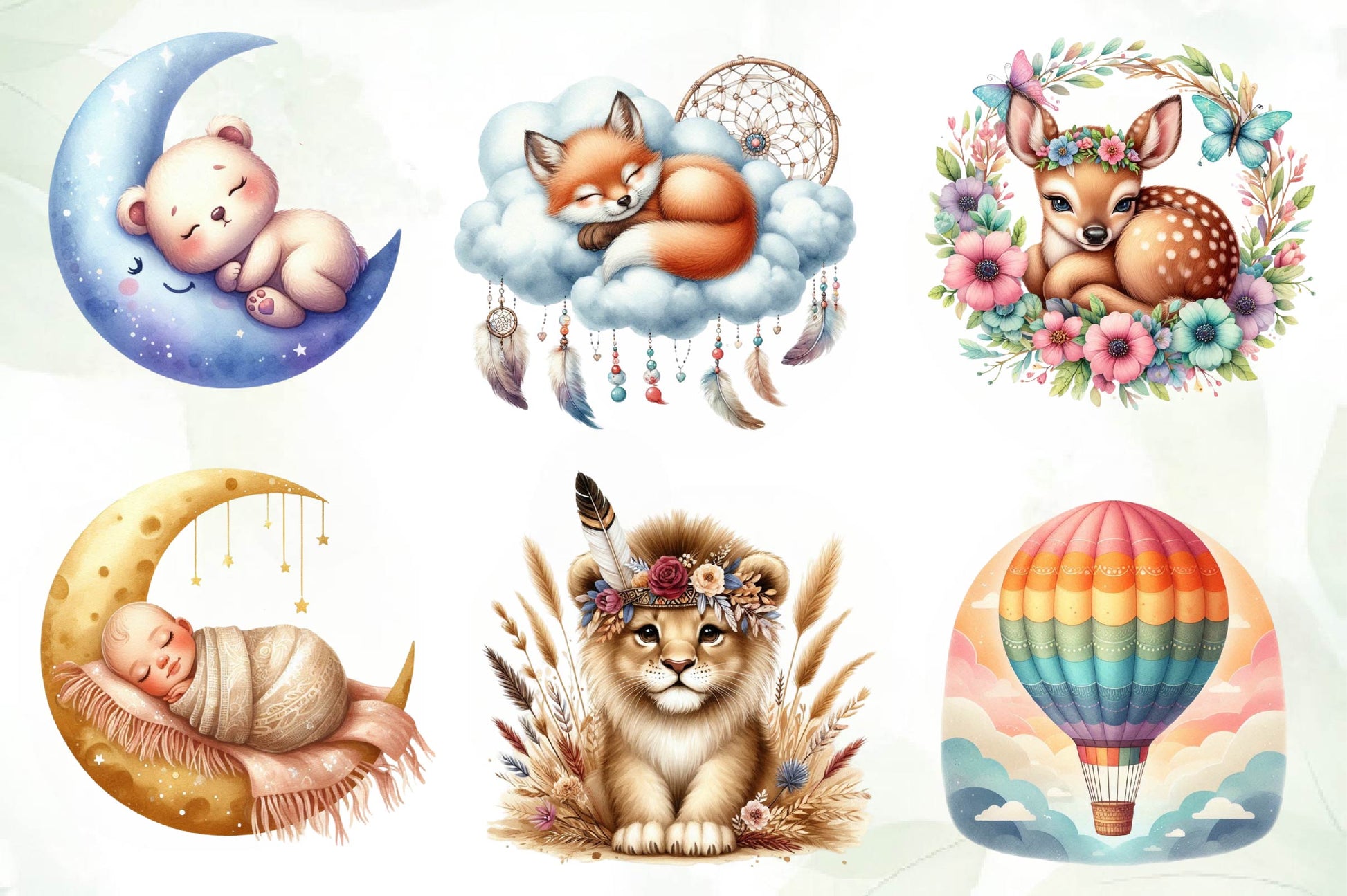 Boho Nursery Baby Clipart Bundle 1 - CraftNest - Digital Crafting and Art