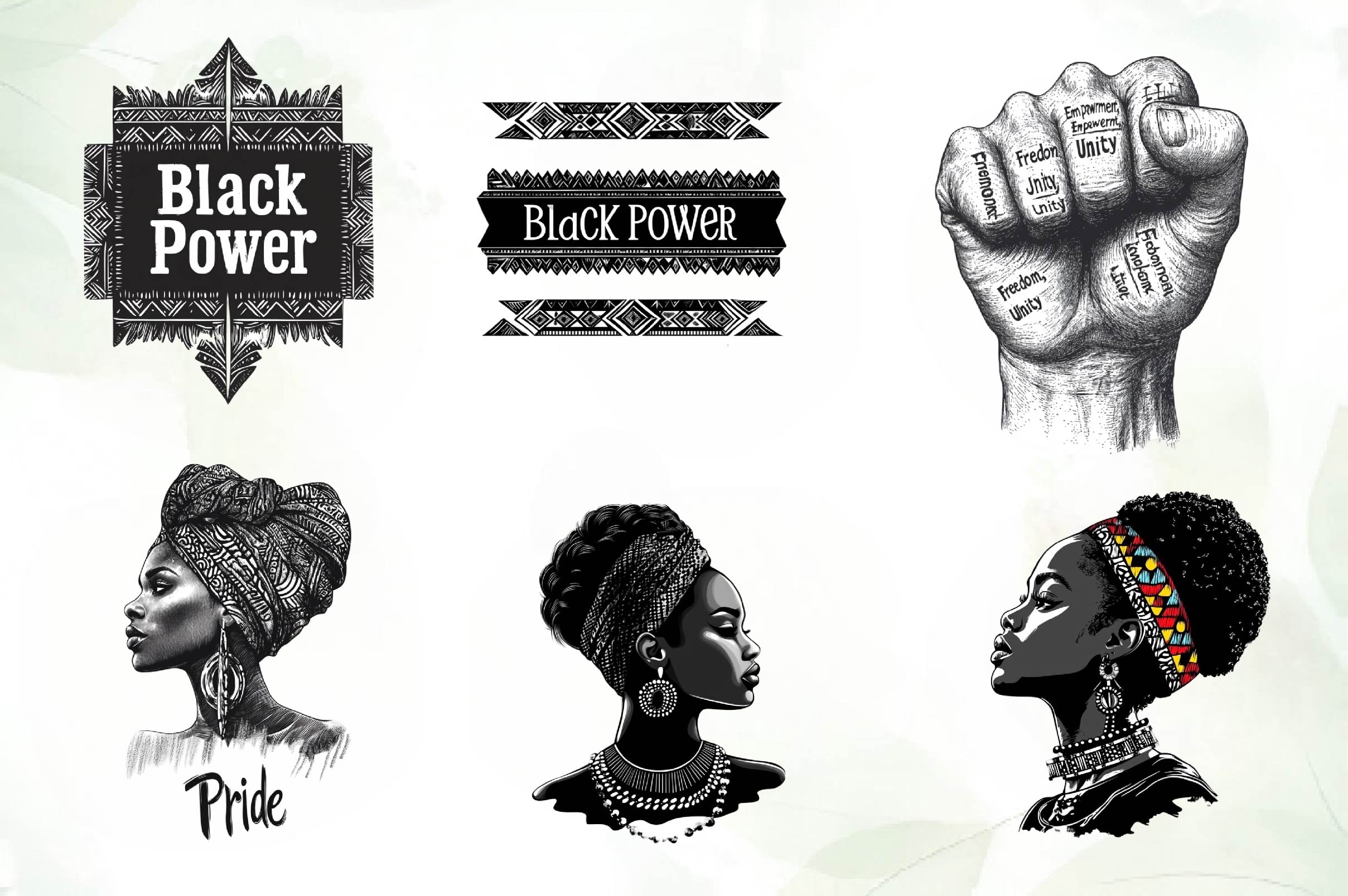 Black And White Black Month Clipart Bundle - CraftNest - Digital Crafting and Art