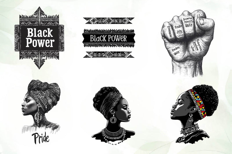 Black And White Black Month Clipart Bundle - CraftNest - Digital Crafting and Art