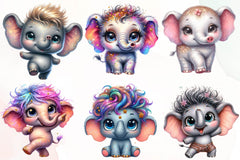 Cute Baby Elephants Clipart Bundle - CraftNest - Digital Crafting and Art