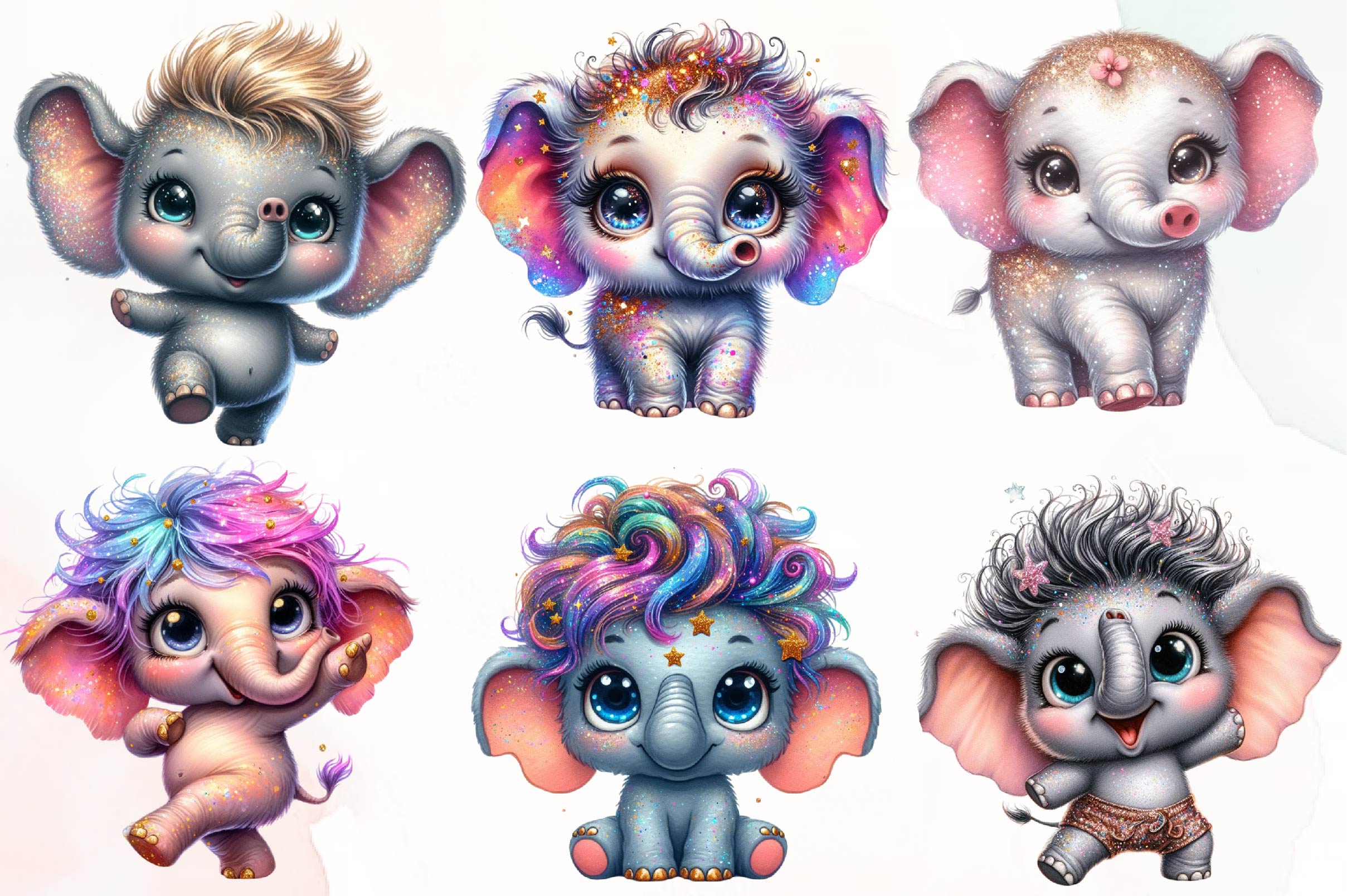 Cute Baby Elephants Clipart Bundle - CraftNest - Digital Crafting and Art