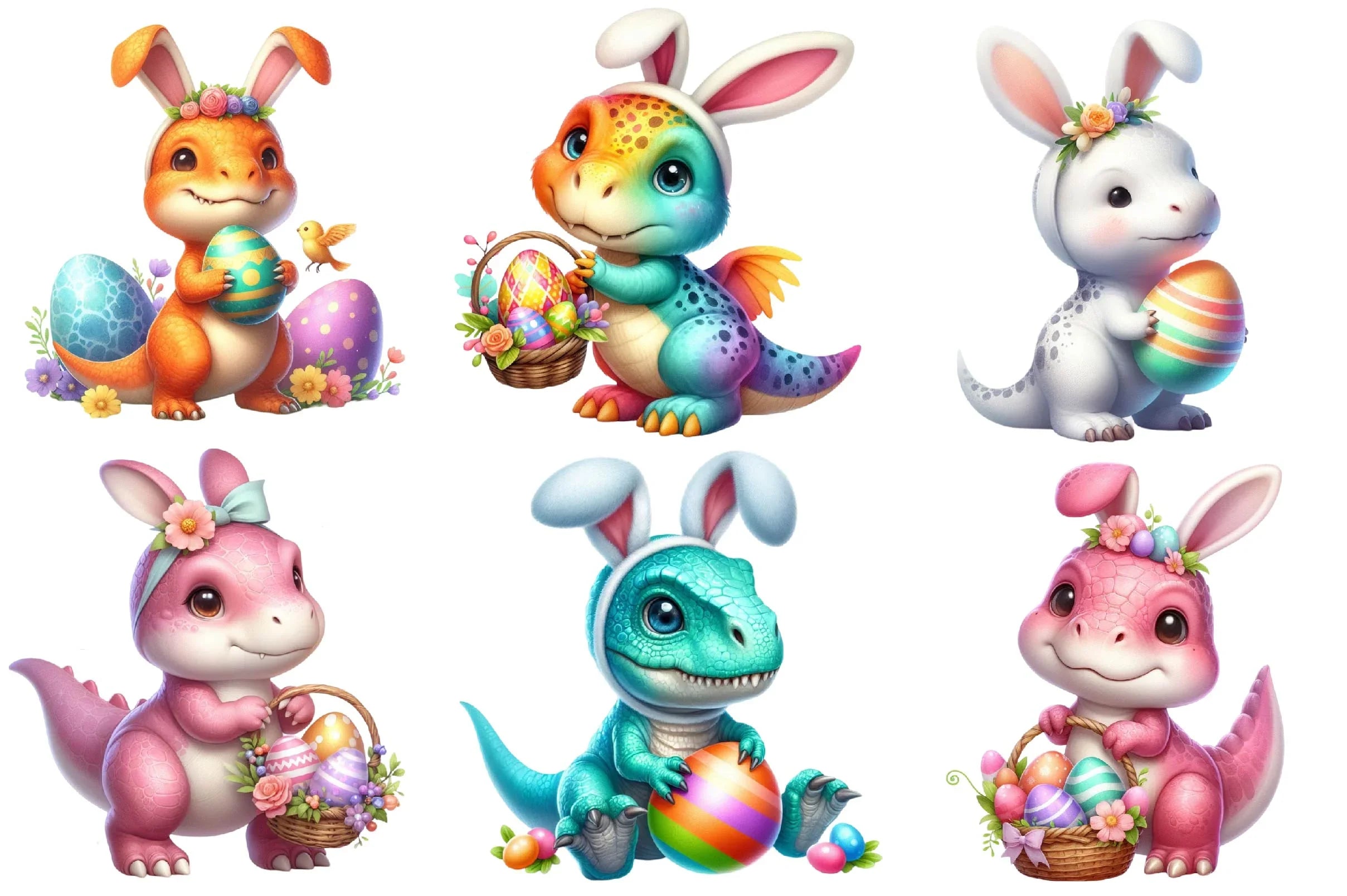 Easter T Rex Dinosaur Clipart Bundle - CraftNest - Digital Crafting and Art