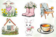 Cottage Gingham Spring Clipart Bundle - CraftNest - Digital Crafting and Art