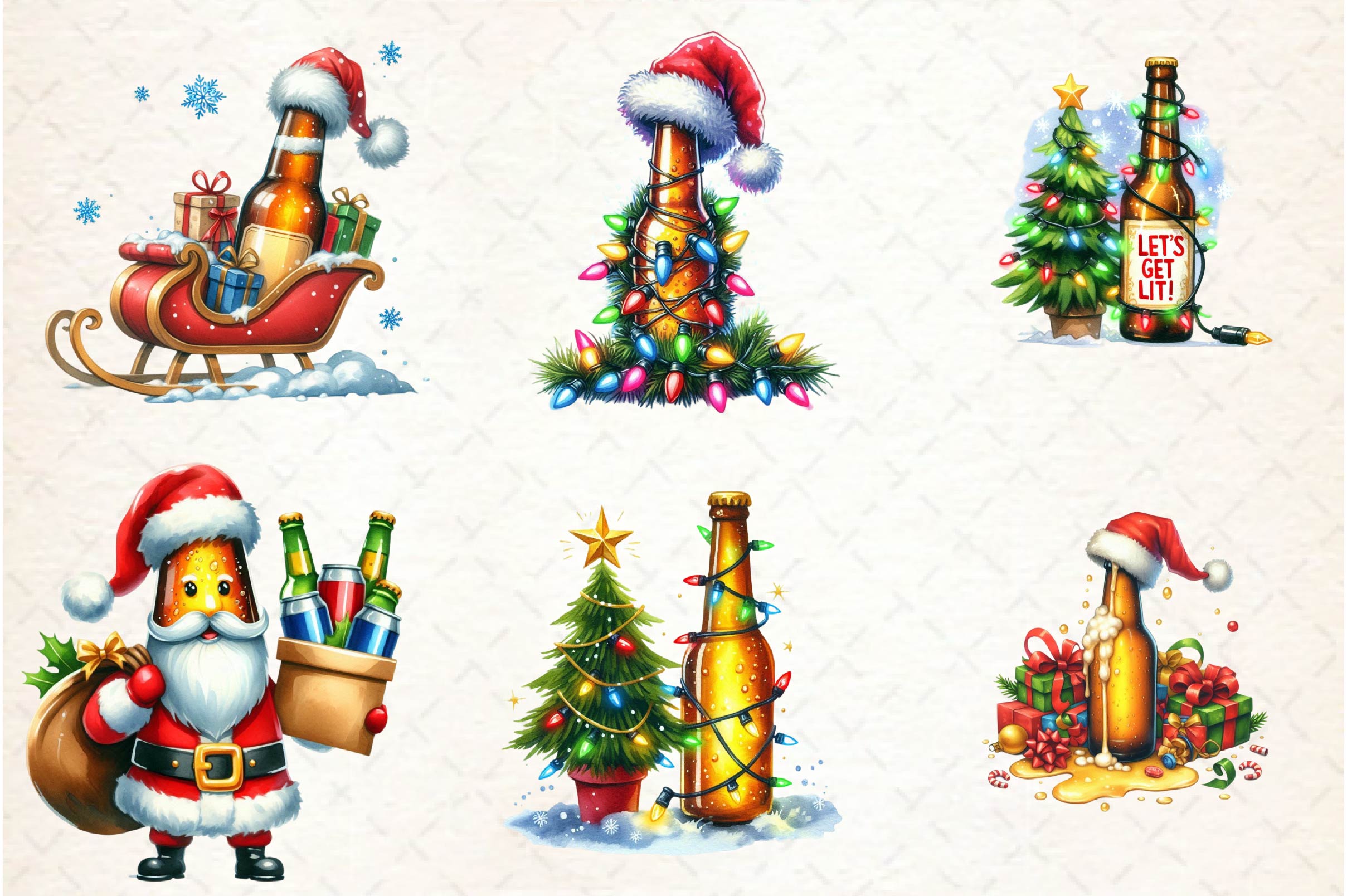 Funny Christmas Beer Bottle Clipart Bundle - CraftNest - Digital Crafting and Art