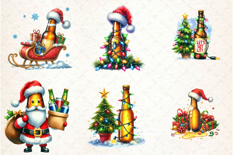 Funny Christmas Beer Bottle Clipart Bundle - CraftNest - Digital Crafting and Art