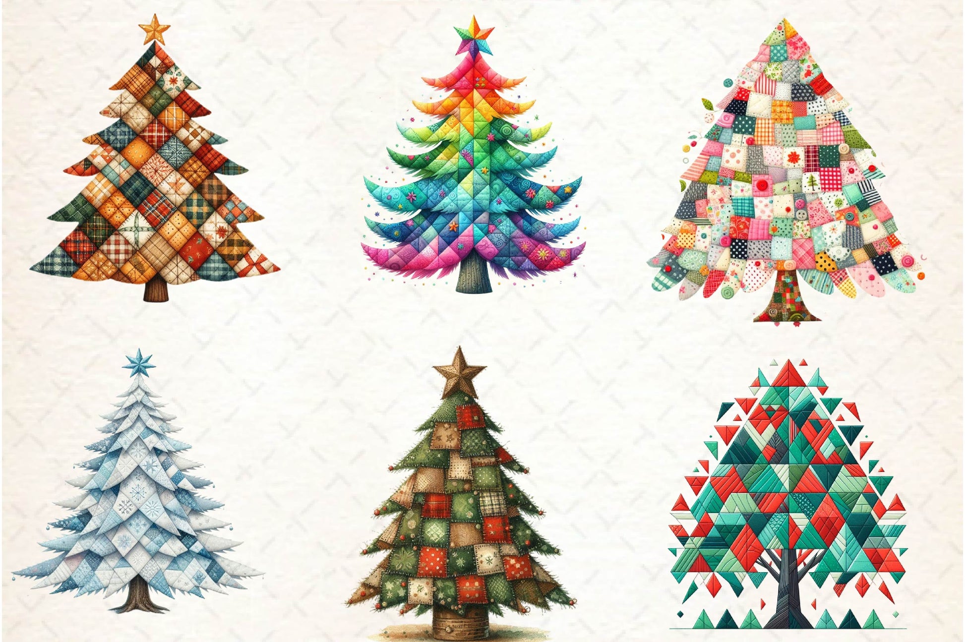 Quilted Christmas Tree Border Clipart Bundle - CraftNest - Digital Crafting and Art