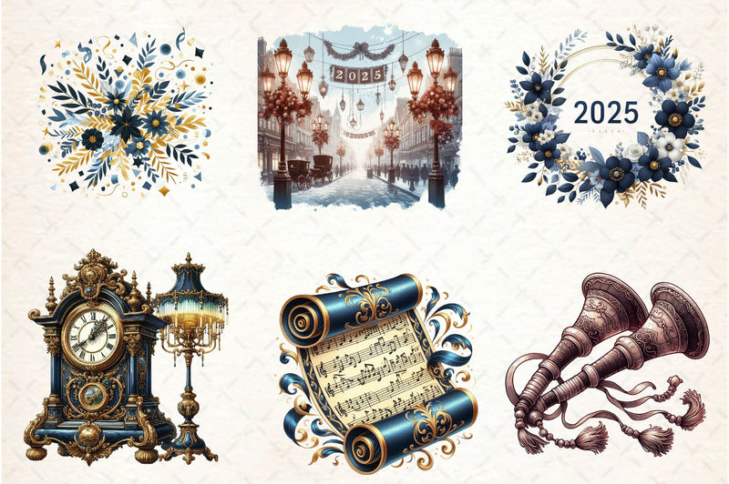 Victorian New Year 2025 Clipart Bundle - CraftNest - Digital Crafting and Art