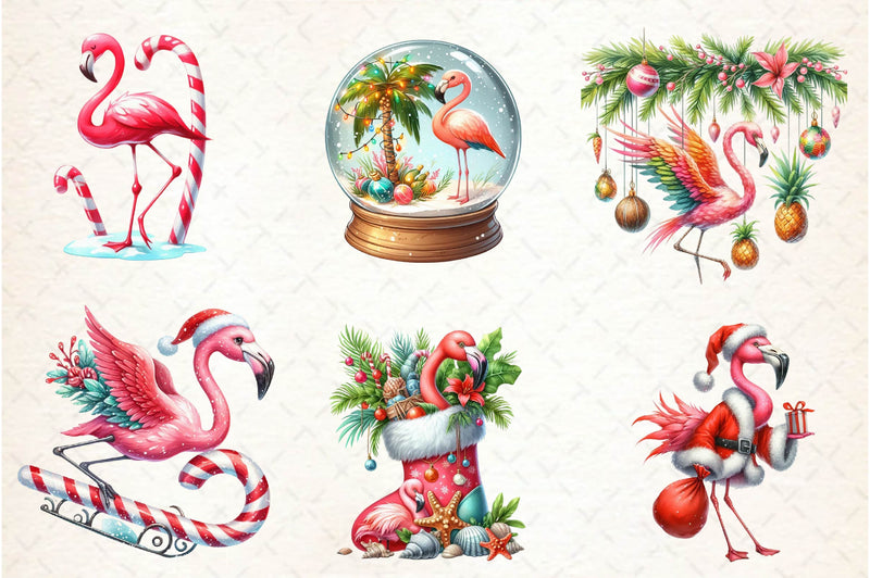 Funny Flamingo Christmas Flamingo Clipart Bundle - CraftNest - Digital Crafting and Art