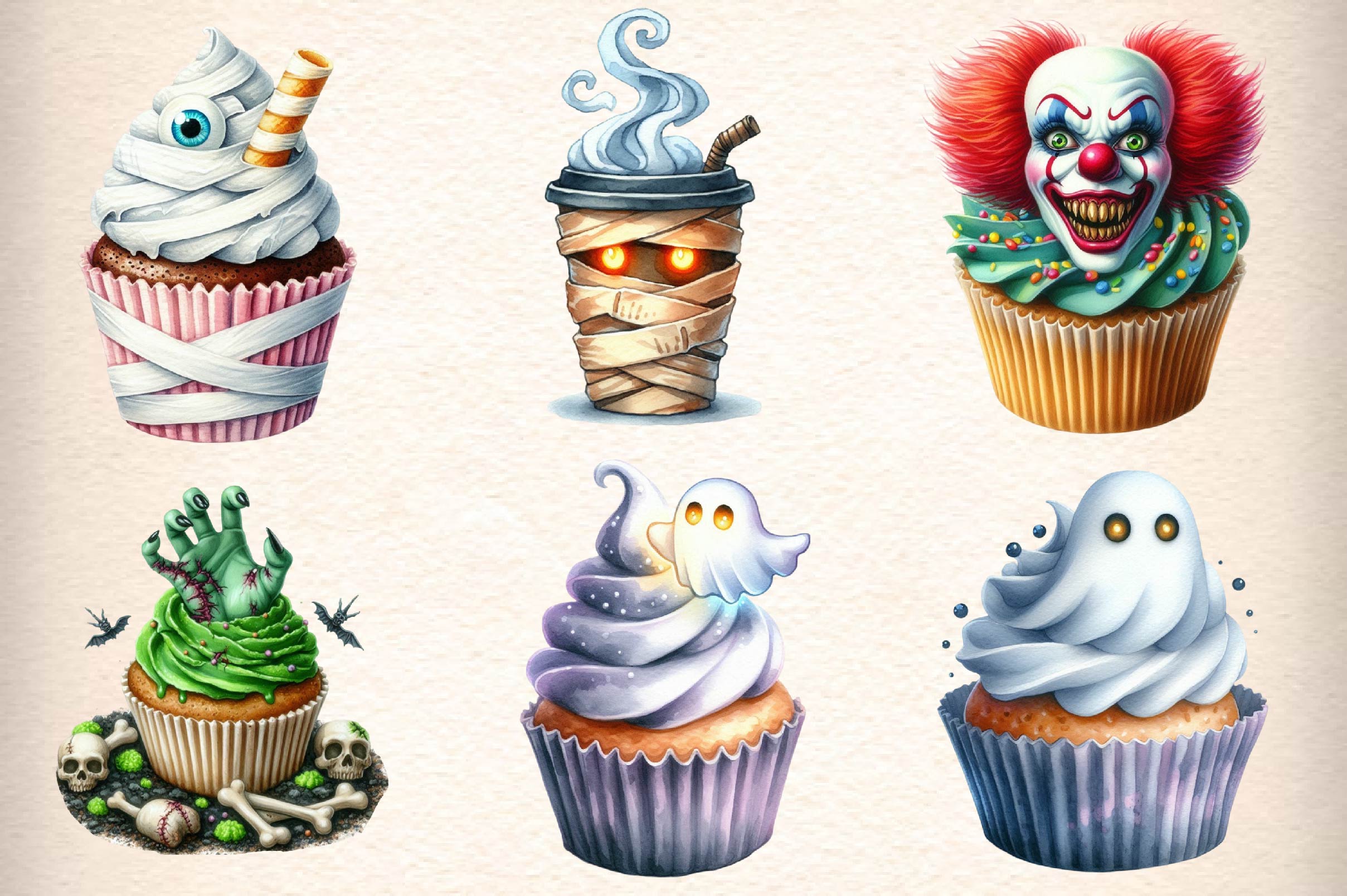 Scary Halloween Cupcake Clipart Bundle - CraftNest - Digital Crafting and Art