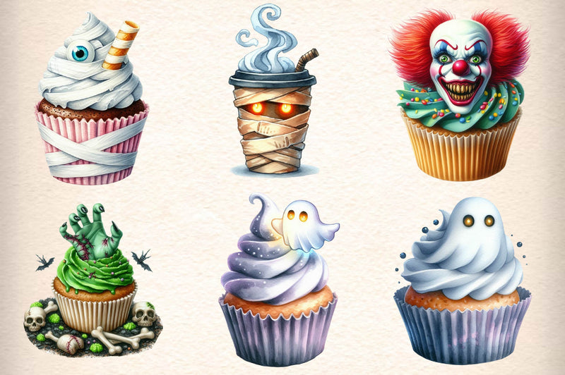 Scary Halloween Cupcake Clipart Bundle - CraftNest - Digital Crafting and Art