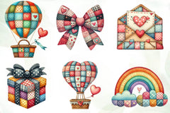 Patchwork Valentines Day Clipart Bundle - CraftNest - Digital Crafting and Art