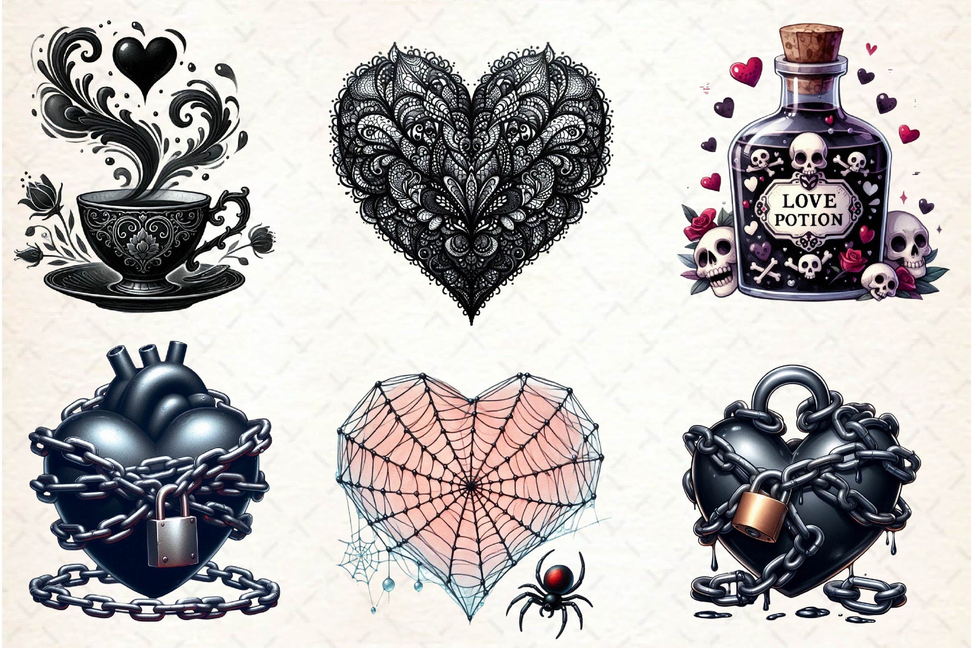 Gothic Valentine Clipart Bundle - CraftNest - Digital Crafting and Art