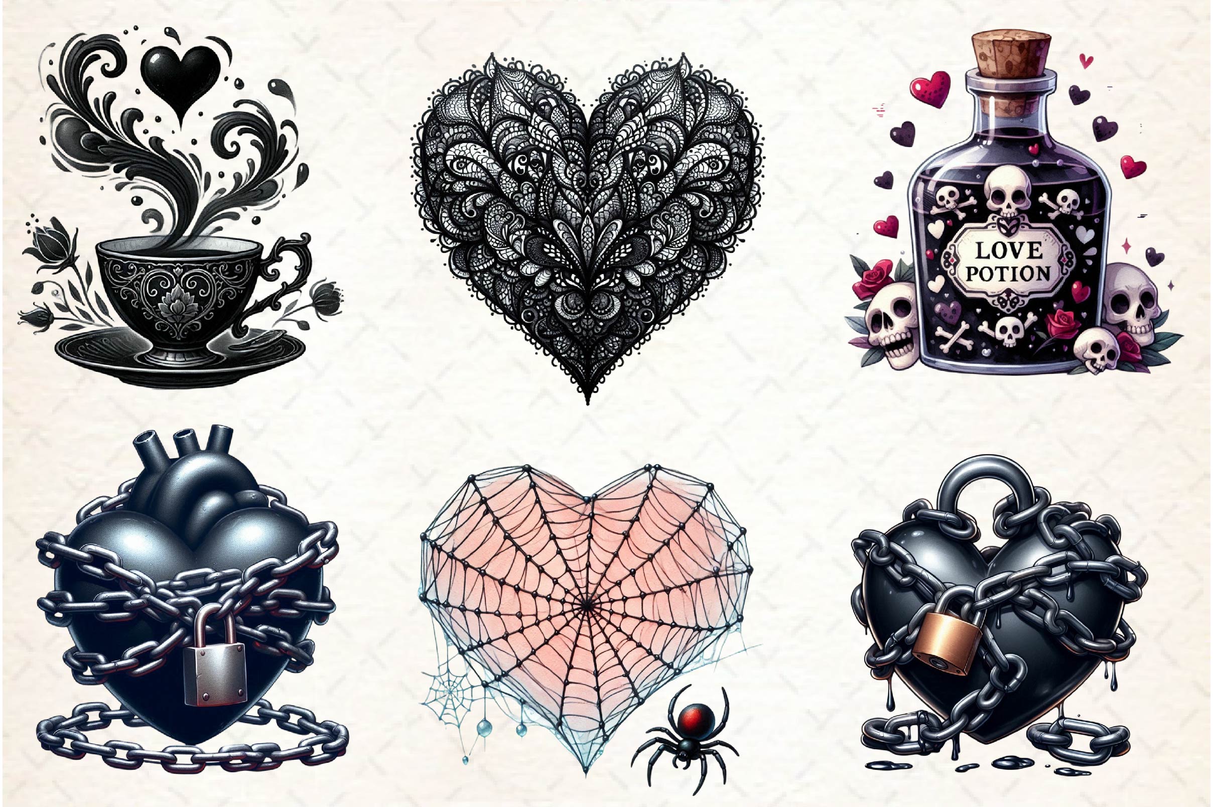 Gothic Valentine Clipart Bundle - CraftNest - Digital Crafting and Art