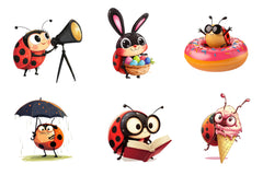 Quirky Funny Ladybug Clipart Bundle - CraftNest - Digital Crafting and Art