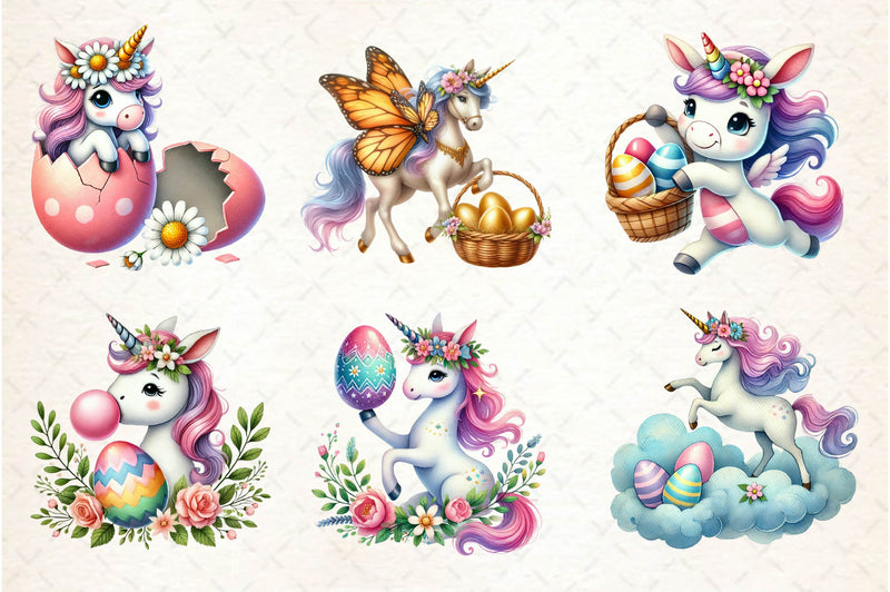 Cute Easter Unicorn Clipart Bundle - CraftNest - Digital Crafting and Art