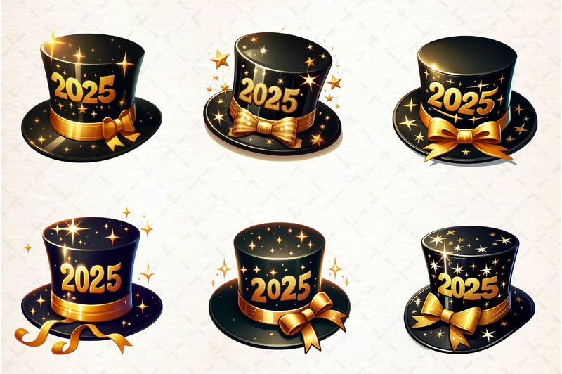 Black And Gold New Year Hat Clipart Bundle - CraftNest - Digital Crafting and Art