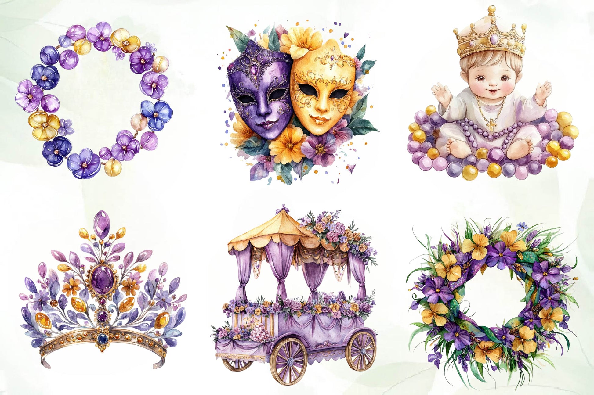 Pastel Mardi Gras Clipart Bundle - CraftNest - Digital Crafting and Art