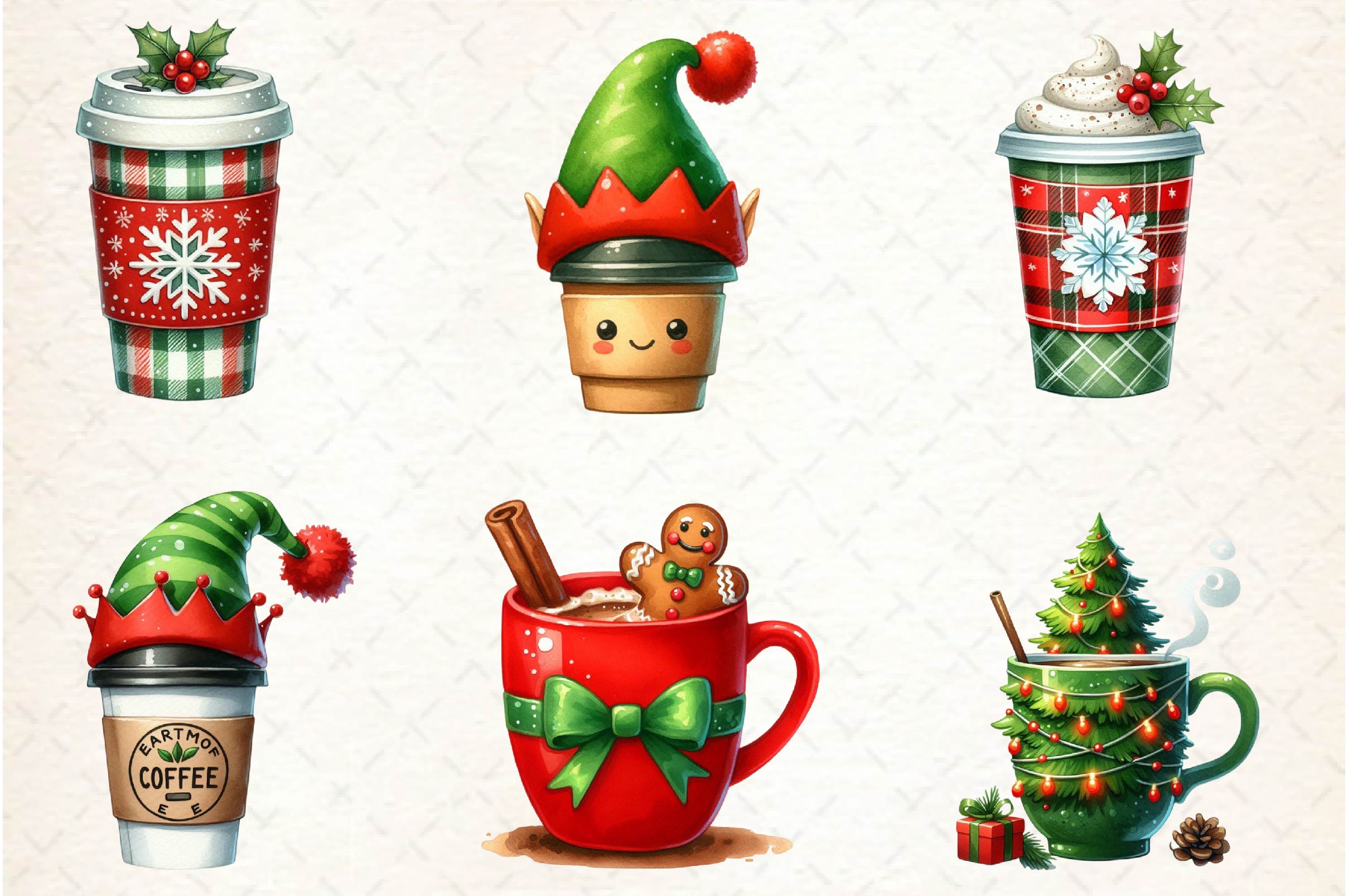 Christmas Festive Coffee Clipart Bundle - CraftNest - Digital Crafting and Art