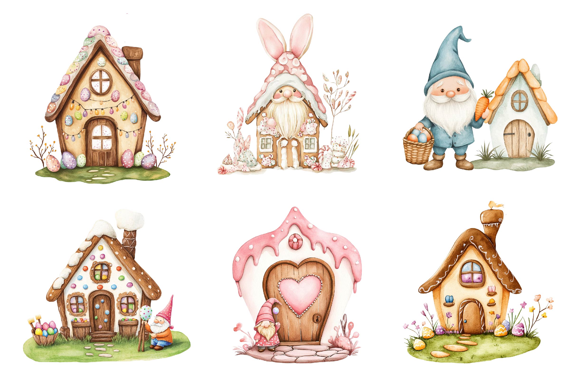 Easter Gnome Gingerbread House Clipart Bundle - CraftNest - Digital Crafting and Art