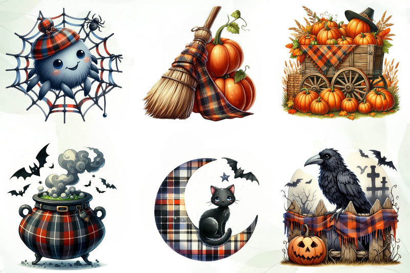 Halloween Autumn Plaid Clipart Bundle - CraftNest - Digital Crafting and Art
