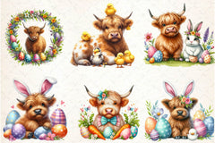 Cute Easter Highland Cow Clipart Bundle 1 - CraftNest - Digital Crafting and Art