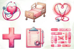 Pink Medical Clipart Bundle - CraftNest - Digital Crafting and Art