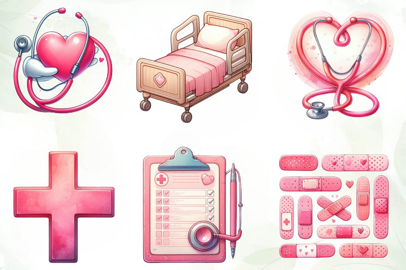 Pink Medical Clipart Bundle - CraftNest - Digital Crafting and Art