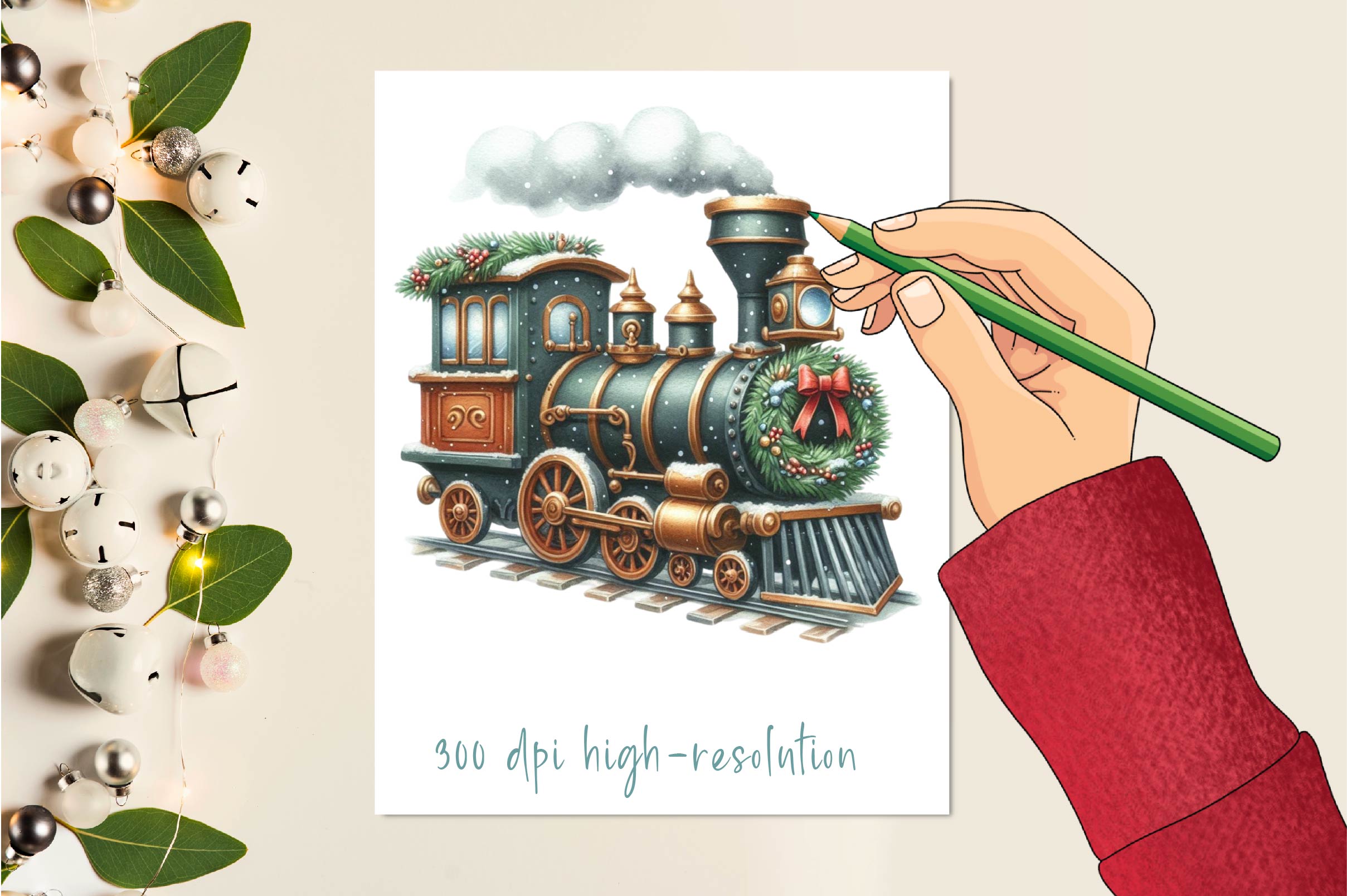 Christmas Vintage Steam Train Clipart Bundle - CraftNest - Digital Crafting and Art
