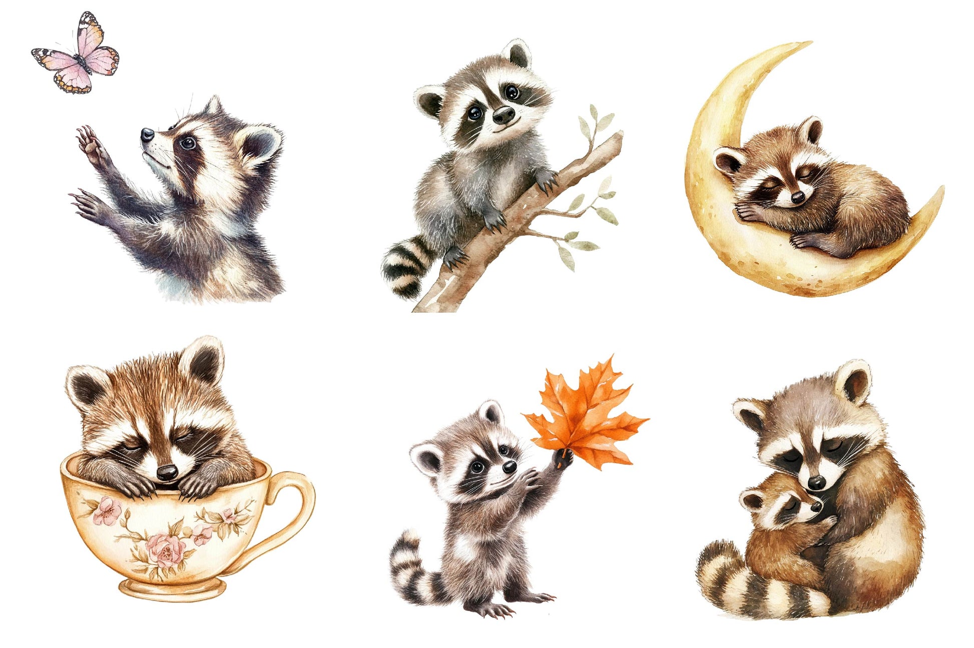 Raccoon & Kit Clipart Bundle - CraftNest - Digital Crafting and Art