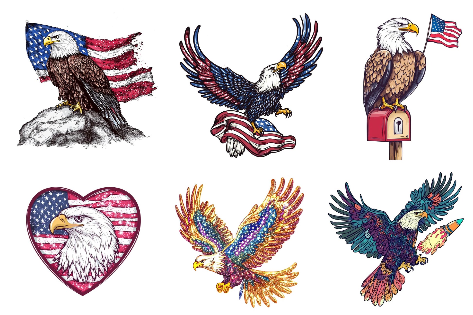 Usa Eagle & Fireworks Clipart Bundle - CraftNest - Digital Crafting and Art