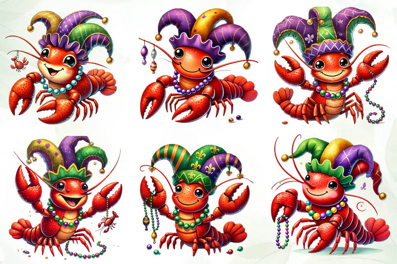 Mardi Gras Crawfish Clipart Bundle 1 - CraftNest - Digital Crafting and Art