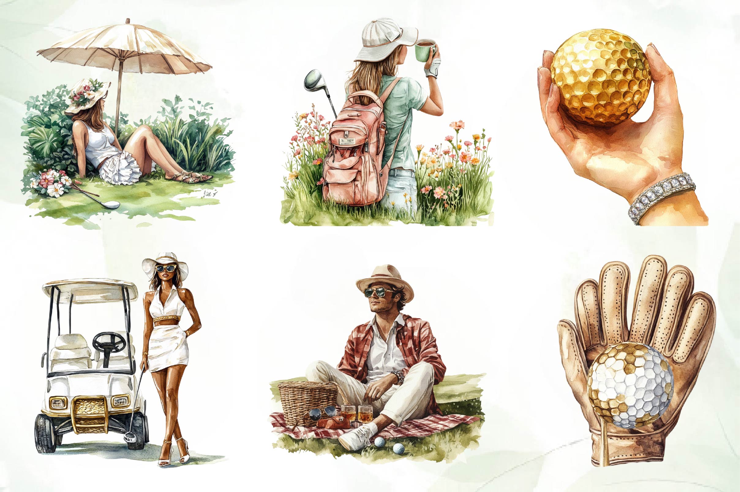 Luxury Golf Girl Clipart Bundle - CraftNest - Digital Crafting and Art