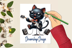 Funny Black Cat Musicians Clipart Bundle - CraftNest - Digital Crafting and Art