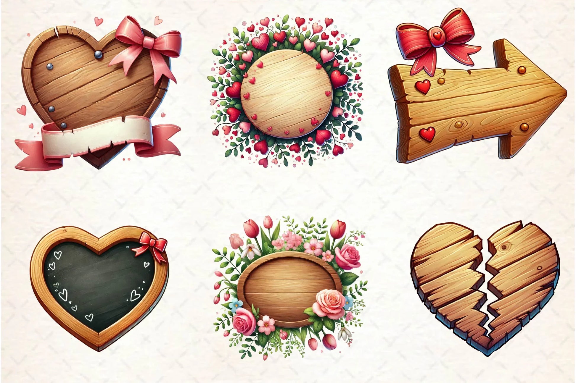 Valentines Empty Wooden Signs Clipart Bundle - CraftNest - Digital Crafting and Art