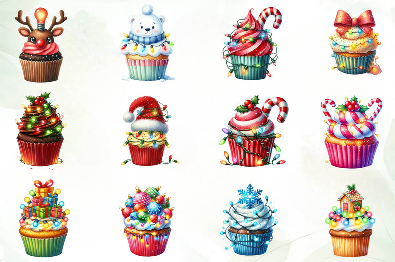Christmas Cupcake Christmas Cupcakes Clipart Bundle - CraftNest - Digital Crafting and Art