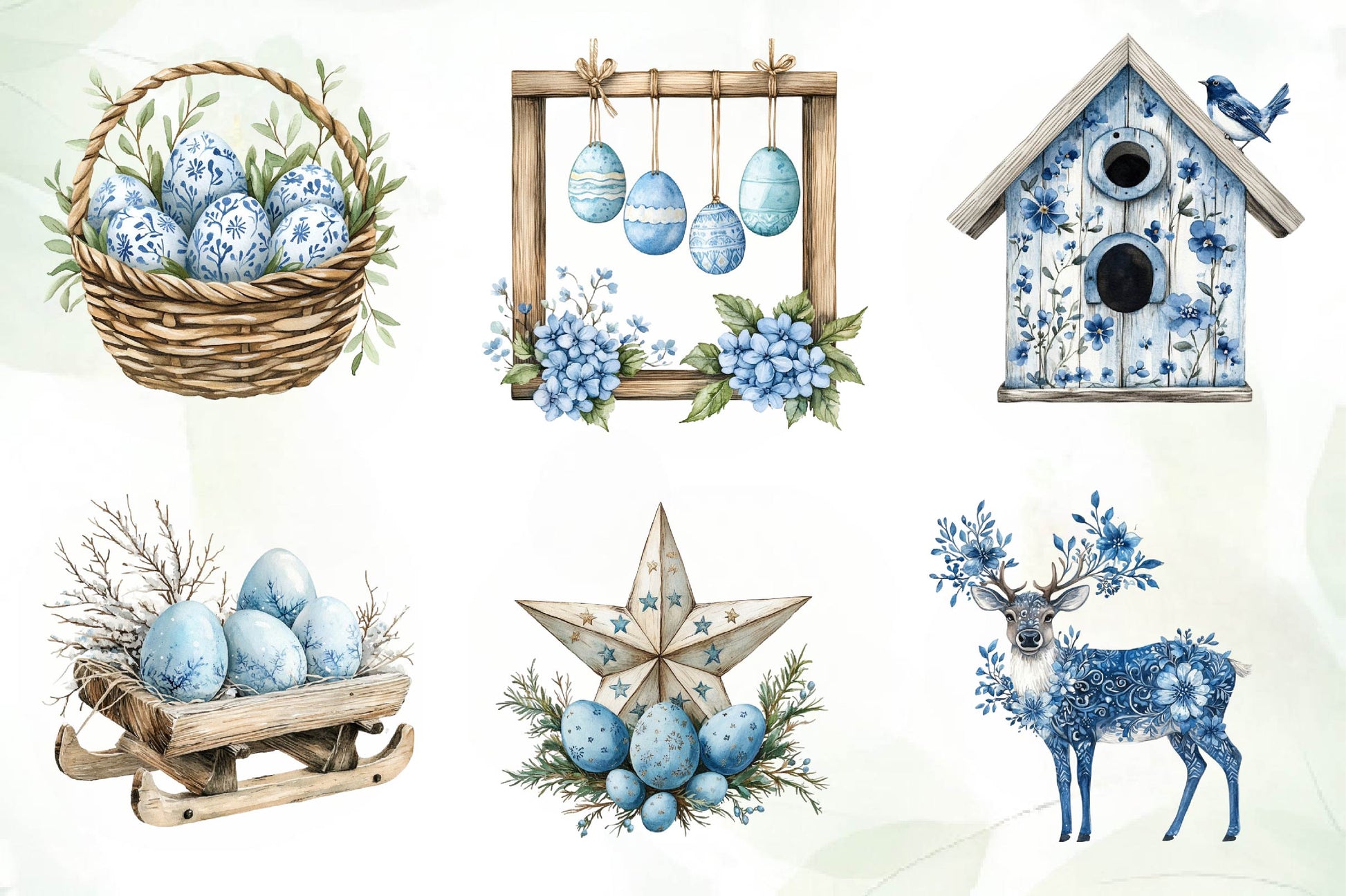 Blue Nordic Easter Clipart Bundle - CraftNest - Digital Crafting and Art