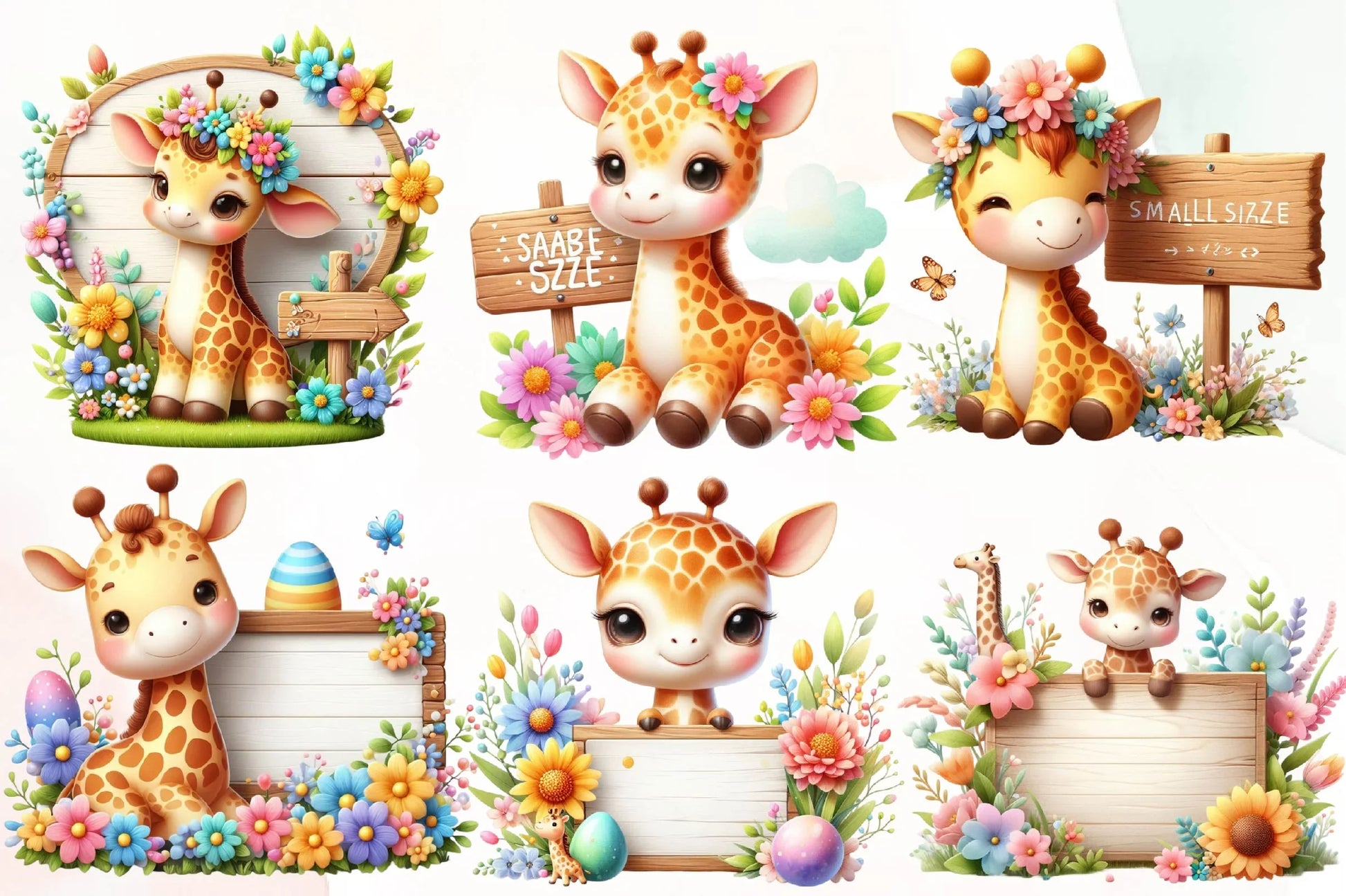 Giraffe Spring Flowers Clipart Bundle 2 - CraftNest - Digital Crafting and Art