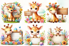 Giraffe Spring Flowers Clipart Bundle 2 - CraftNest - Digital Crafting and Art