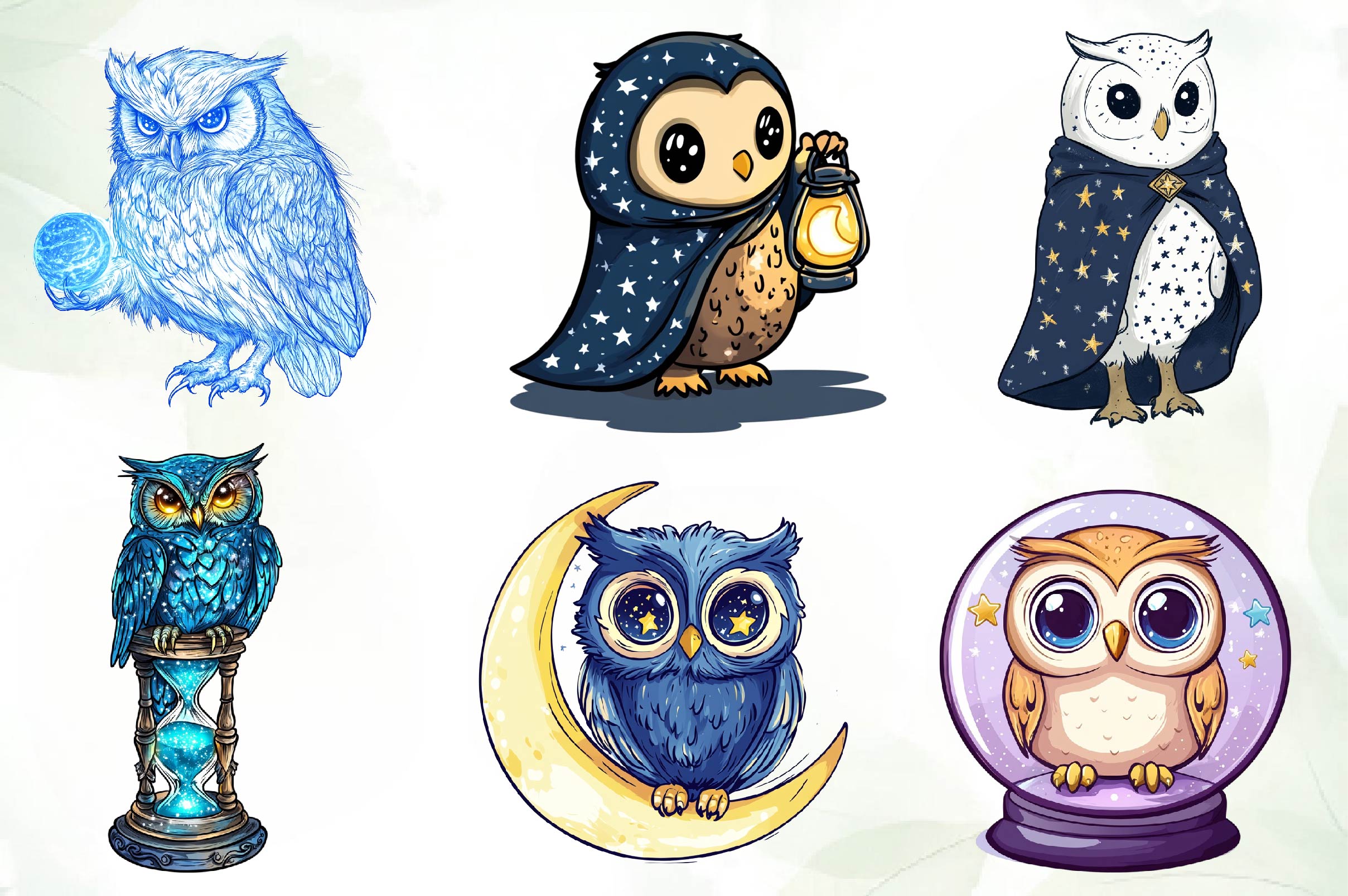 Cute Celestial Owl Clipart Bundle - CraftNest - Digital Crafting and Art