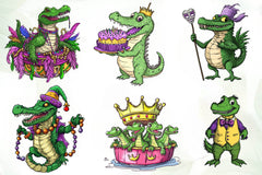 Mardi Gras Crocodile Clipart Bundle 1 - CraftNest - Digital Crafting and Art