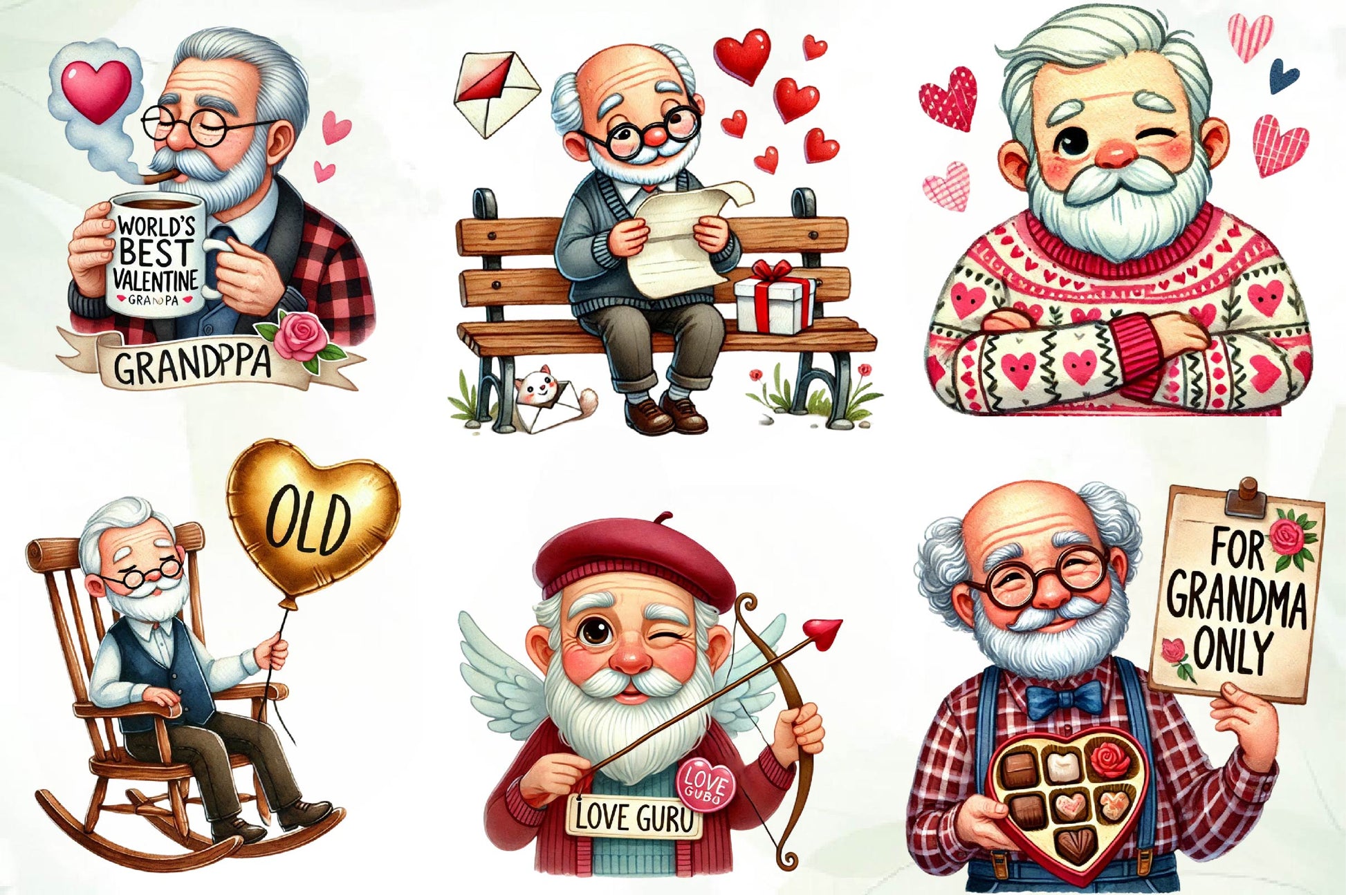 Funny Valentines Grandpa Clipart Bundle - CraftNest - Digital Crafting and Art