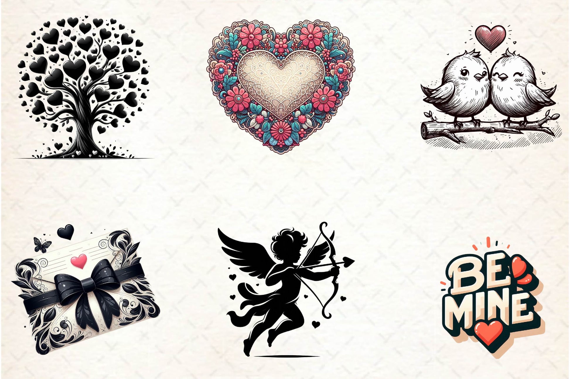 Black & White Valentine Clipart Bundle - CraftNest - Digital Crafting and Art