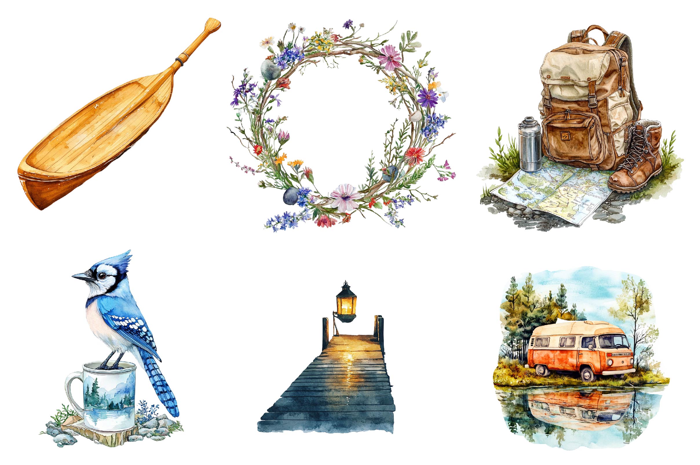 Spring Riverside Camping Clipart Bundle - CraftNest - Digital Crafting and Art