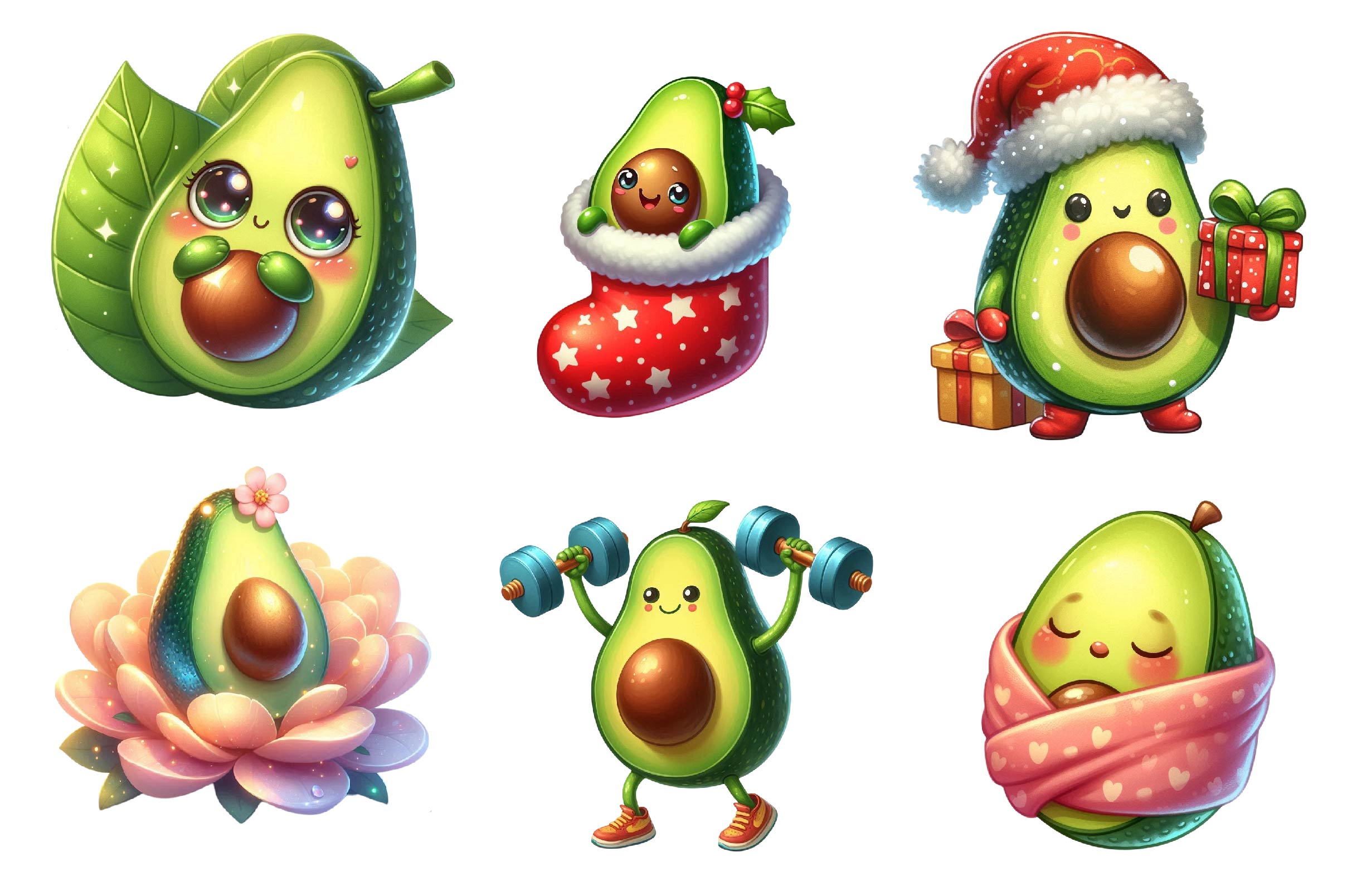 Cute Avocado Clipart Bundle - CraftNest - Digital Crafting and Art
