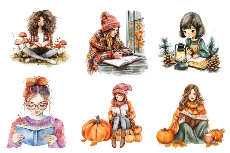 Autumn Journaling Girl Clipart Bundle - CraftNest - Digital Crafting and Art