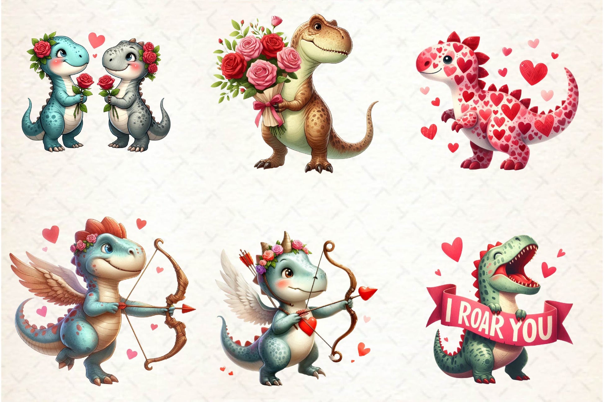Valentines Day Dinosaur Clipart Bundle - CraftNest - Digital Crafting and Art