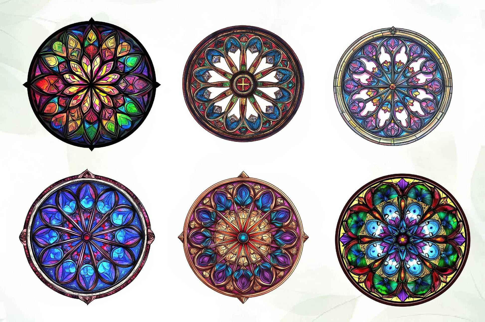 Gothic Rose Window Stained Glass Clipart Bundle - CraftNest - Digital Crafting and Art